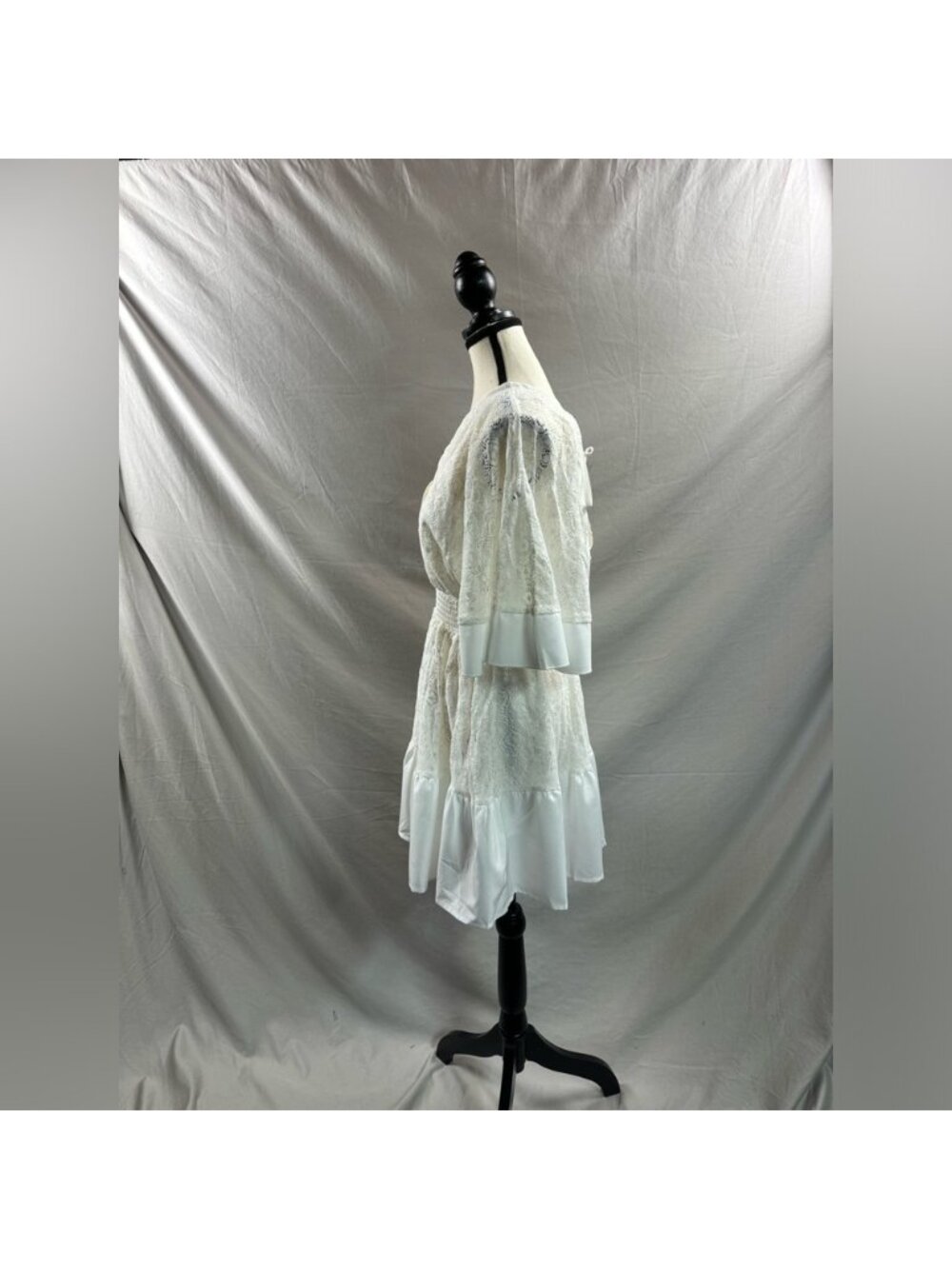 Boho Lace Batwing Sleeve Shirred Waist Dress - Picture 7 of 8